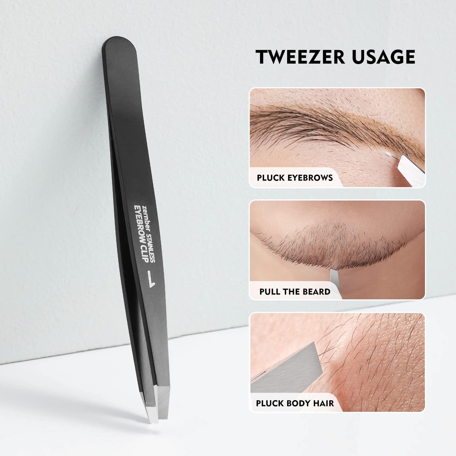 ZERNBER Eyebrow Tweezers for Women ZERNBER Best Precision Tweezers for Men Chin Hair Professional Tweezer for Facial Hair Remover