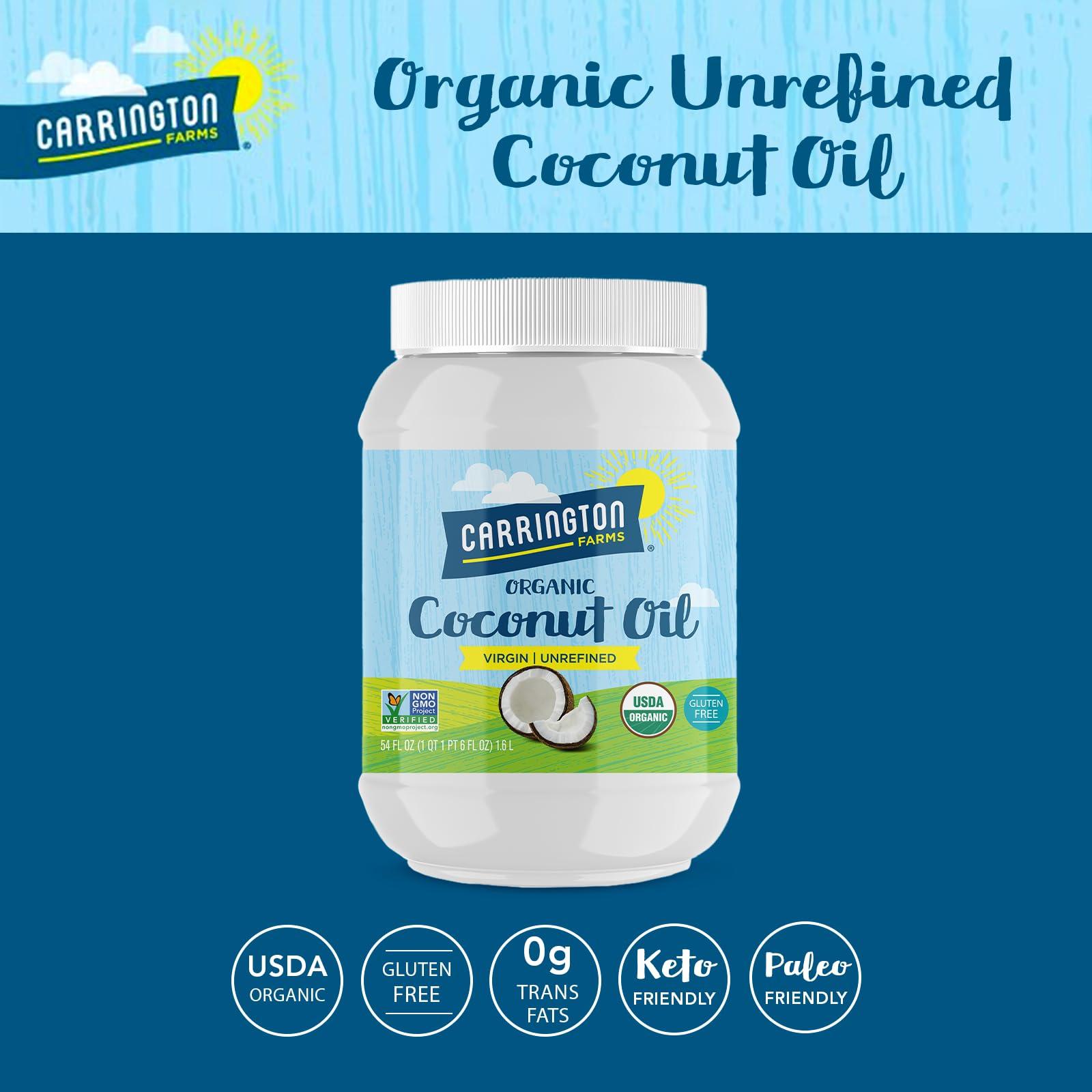 Carrington Farms Carrington Farms Organic Refined Coconut Oil, Cold-Pressed, Non-GMO, Gluten-Free, Perfect for Cooking, Baking, Skin Care, Hair Oil, MCTs, 54 fl oz  Nutrient-Rich, No Trans Fats