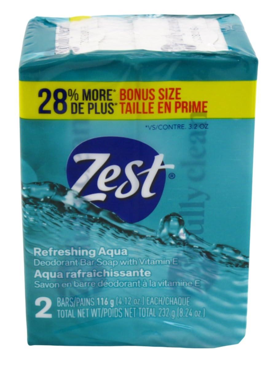 Zest Zest Soap Refreshing Aqua Bath Bars 4.12 Ounce (Pack of 2)