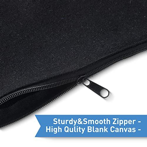 Reginary 80 Pack Canvas Zipper Makeup Bags Bulk Pencil Pouches Blank DIY Craft Canvas Cosmetic Bag Pouch with Zipper for Makeup Cosmetic Toiletry Stationary Storage (Black)