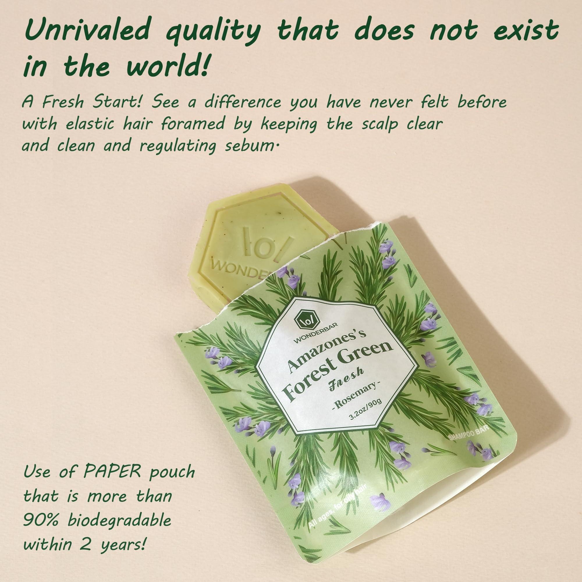 WONDERBAR101 WONDERBAR101 Oily Hair and Oily Scalp Dandruff Shampoo Bar plant-based, pH balanced, Eco-friendly, Plastic Free Packagig. (Rosemary)
