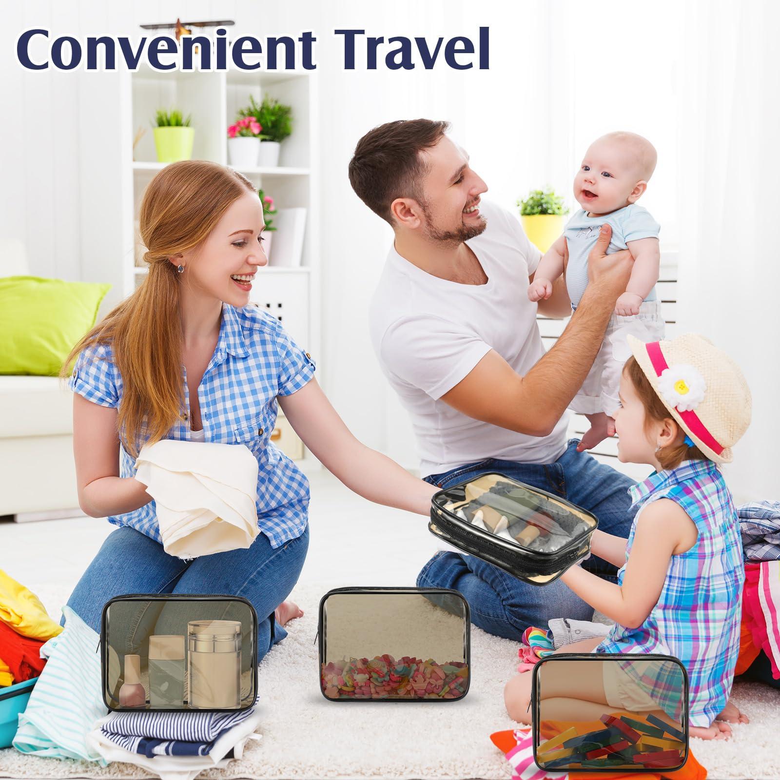 Sanwuta Sanwuta 100 Pcs Clear Makeup Bags Bulk Tsa Approved Toiletry Bag for Travel Transparent Cosmetic Bag PVC Waterproof Travel Small Pouches with Zipper for Men and Women(Dark Black)