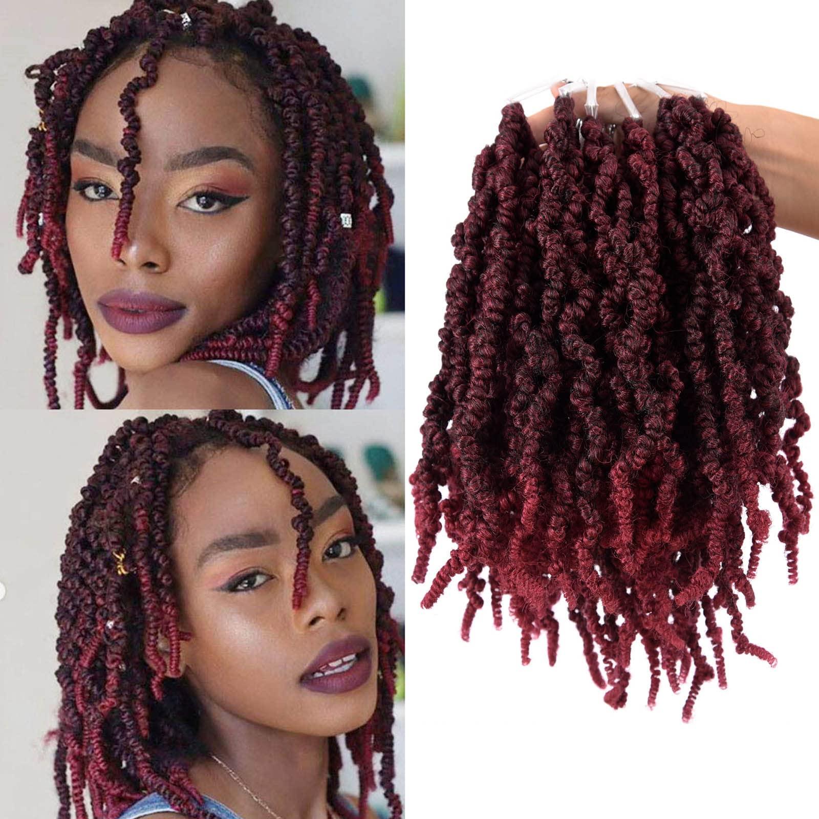Kori Koli Kori Koli 3 Packs Short Curly Spring twist Braids Synthetic Crochet Hair Extensions 10 inch 15 strands/pack Ombre Crochet Twist Braids Fiber Fluffy Curly Twist Braiding Hair Bulk (T1B/BUG#)