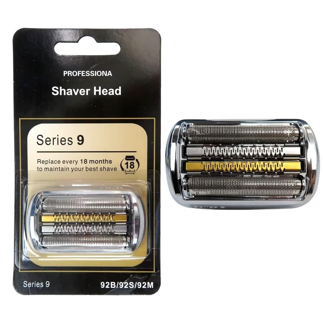 BLUE ELF 92B 92S 92M Electric Shaver Head Replacement for all Braun 9 Series Razors - 9290cc 9291cc 9370cc 9296cc (Silver, With Gold-Plated Cutter)