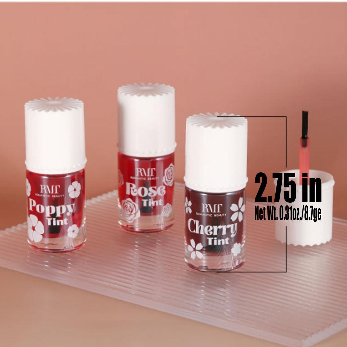 Romantic Beauty Romantic Beauty Sexy Tint Liquid Tint for Lips And Cheeks Lip Stain Gloss & Zipper Bag (3 Full Set, Net Wt. 0.31oz/8.7g)