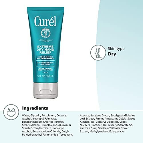 Curel Curel Extreme Dry Hand Dryness Relief, Travel Size Hand Cream, Easily Absorbed for Long-Lasting Relief after Washing Hands, with Eucalyptus Extract, 3 Ounces (Pack of 2)