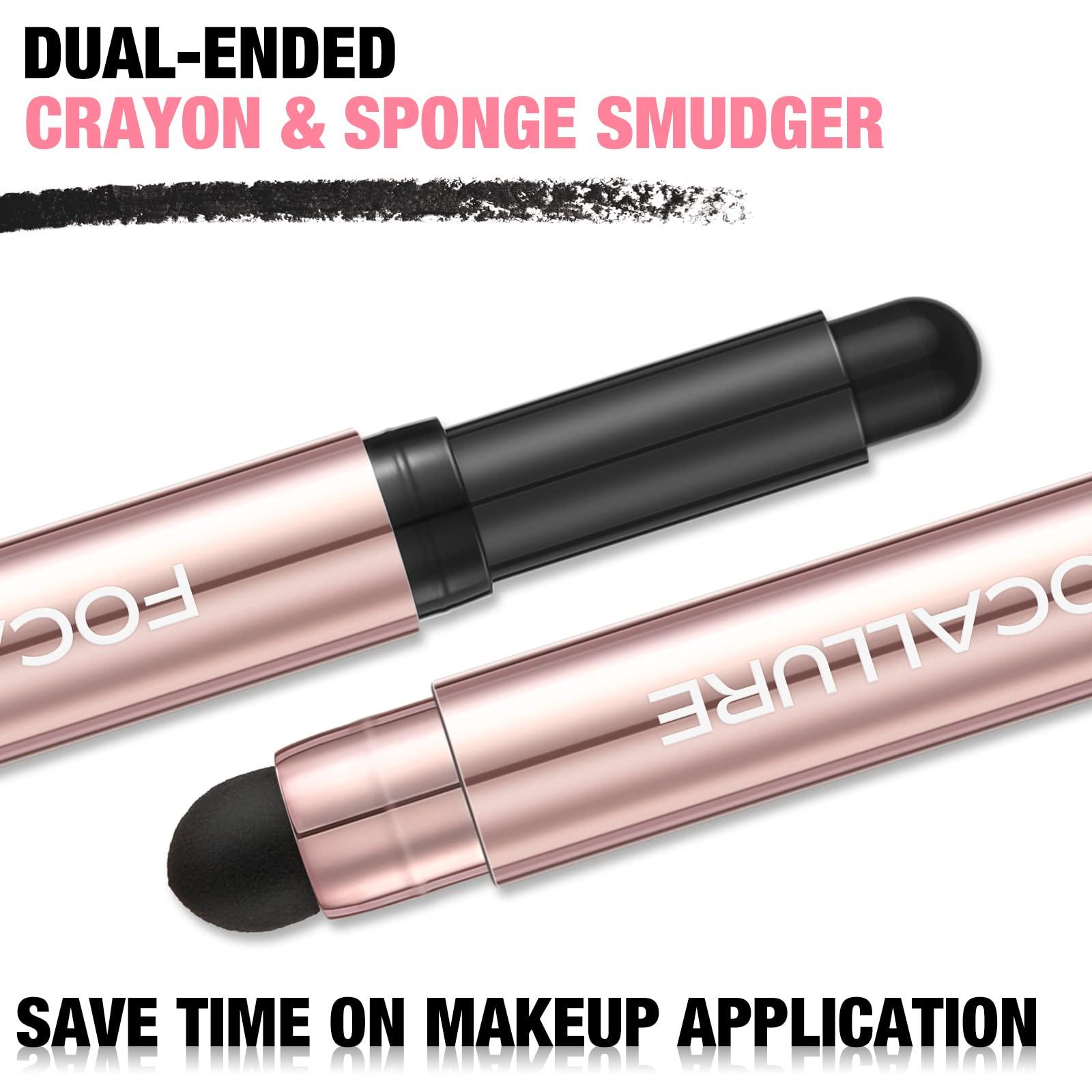 FOCALLURE FOCALLURE No Crease Eyeshadow Stick, Creamy Eye Shadow Stick, Matte & Shimmer Eyeshadow Pencil, Smudge-proof, Built-in Smudger, REBELLION