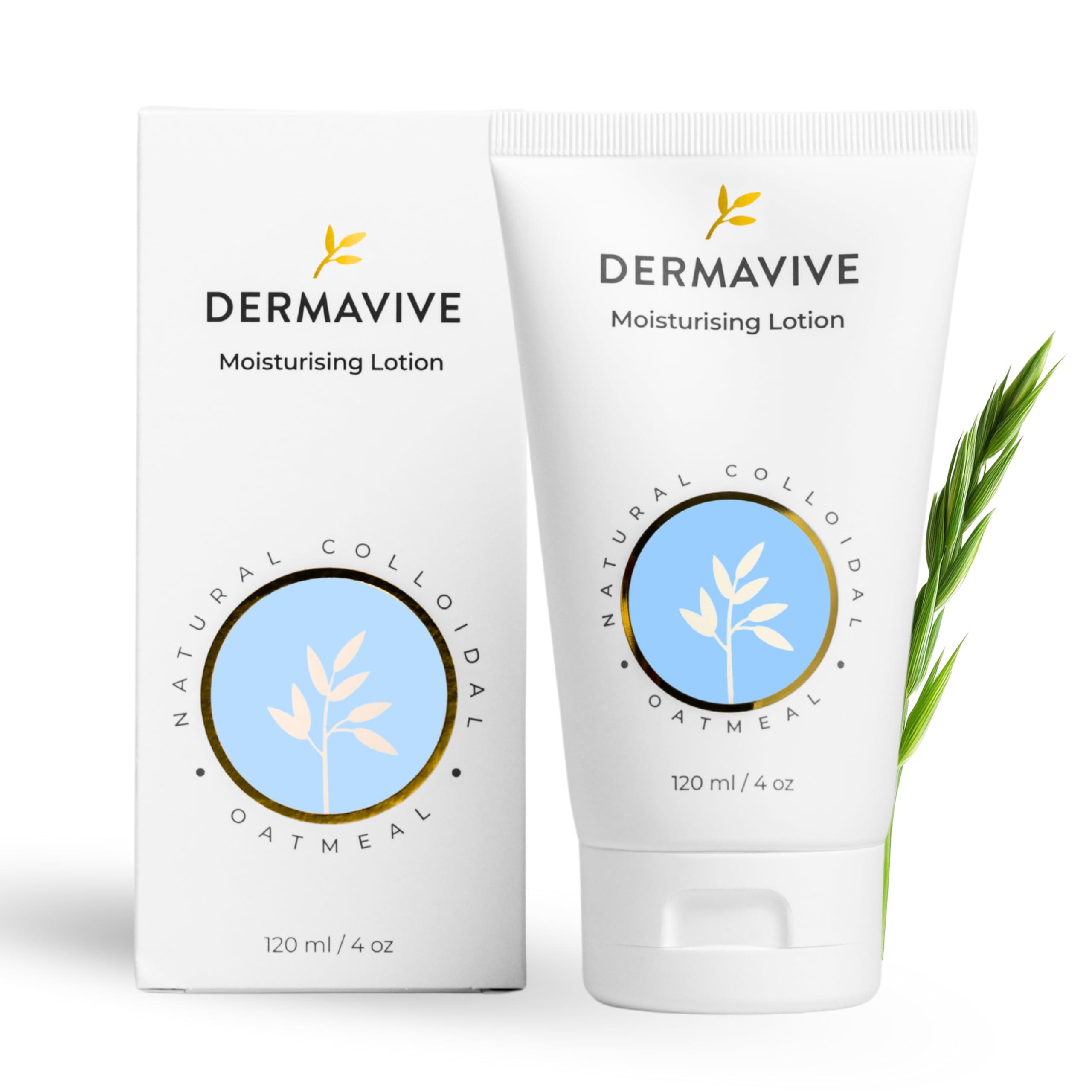 Dermavive Dermavive Vitamin E & Colloidal Oatmeal Moisturizing Face & Body Lotion - Hydrating pH-Balanced Moisturizer for Dry Skin - Suitable for Kids, Teens & Adults, 120ml (4.05 fl oz)