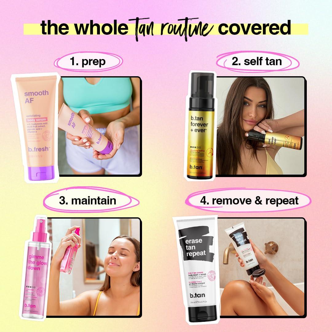 B.TAN b.tan Ultra Long Lasting Self Tanner Mousse | Forever & Ever - Lasts Up to 11 Days, Fast, 1 Hour Express Sunless Tanning Foam, No Fake Tan Smell, Dark Bronze Glow, Vegan, Cruelty Free, 6.7 Fl Oz