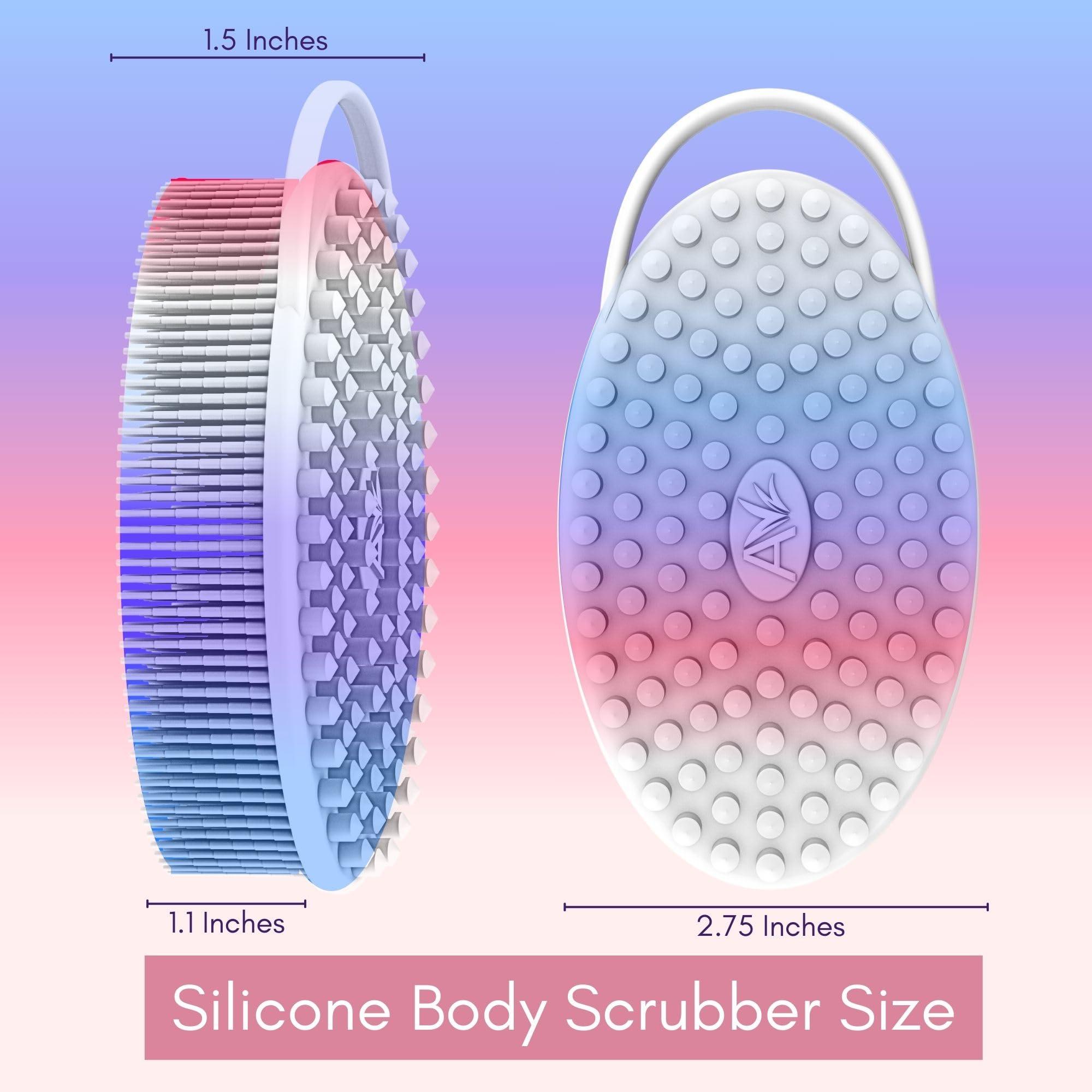 Avilana Avilana Silicone Exfoliating Body Scrubber Dual-Sided Silicone Loofah for Shower, Body Scrubber for Men & Women, Gentle Loofa Alternative, Easy-to-Clean Silicone Body Scrubber (Marbled with Silver)