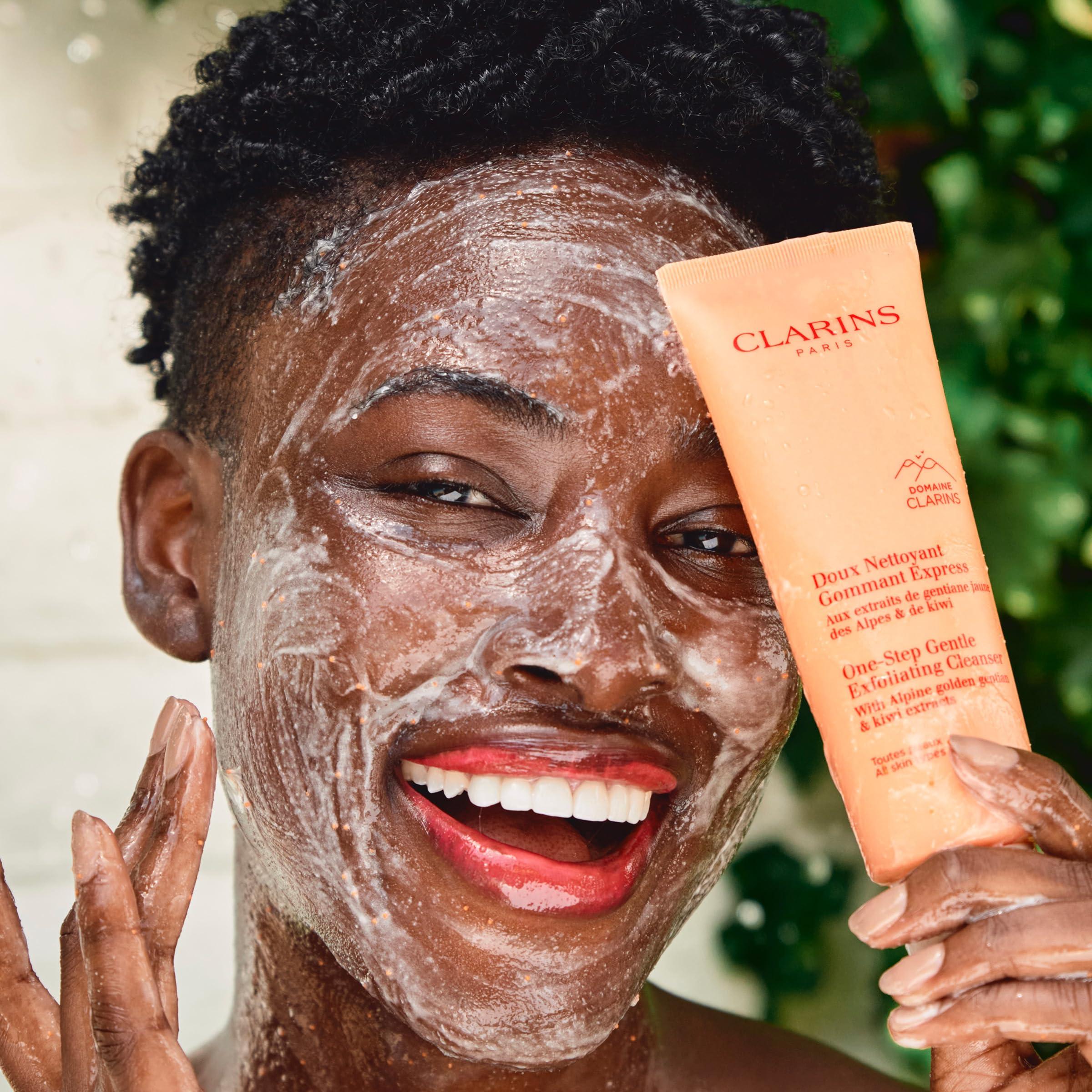 Clarins Clarins Instant Eye Makeup Remover and One-Step Gentle Exfoliating Cleanser Bundle | Bi-Phase Remover for Heavy + Waterproof Eye Makeup | 3-in-1 Cleanser, Makeup Remover + Exfoliating Facial Cleanser