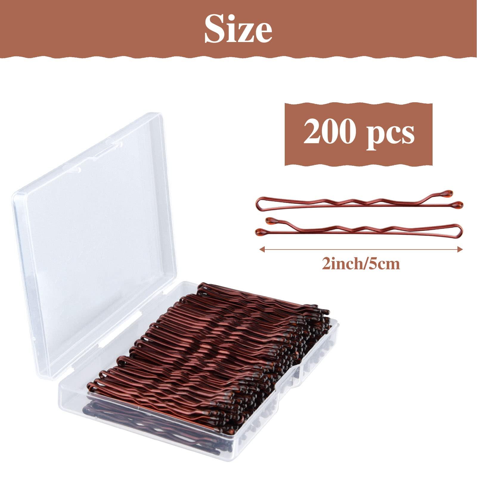 MIAHART MIAHART 200 Pcs Hair Pins Brown Bobby Pins for Hair 2 Inches Hairclips for Girls Women Salon Hairdressing Hair Accessories