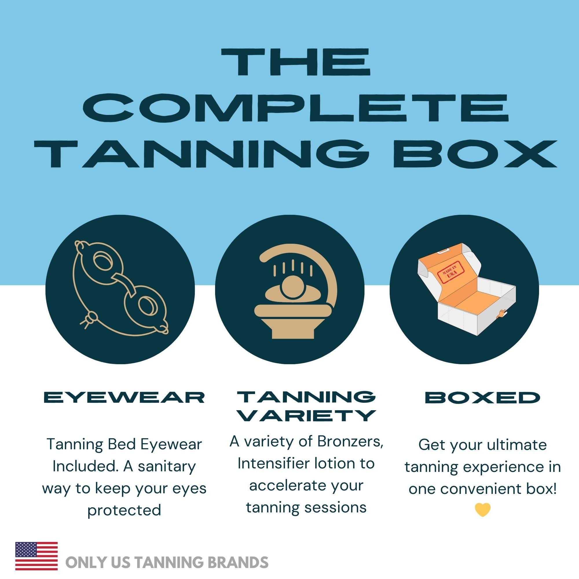 ES Global Brands 10 Pack of Tanning Bed Lotion + Eyewear  Tanning Bed Lotion Packet Box, Best Lotion for Tanning, Indoor Bed Lotion, Outdoor Sun Tan Lotion, Tanning Accelerator (0.5 oz each)