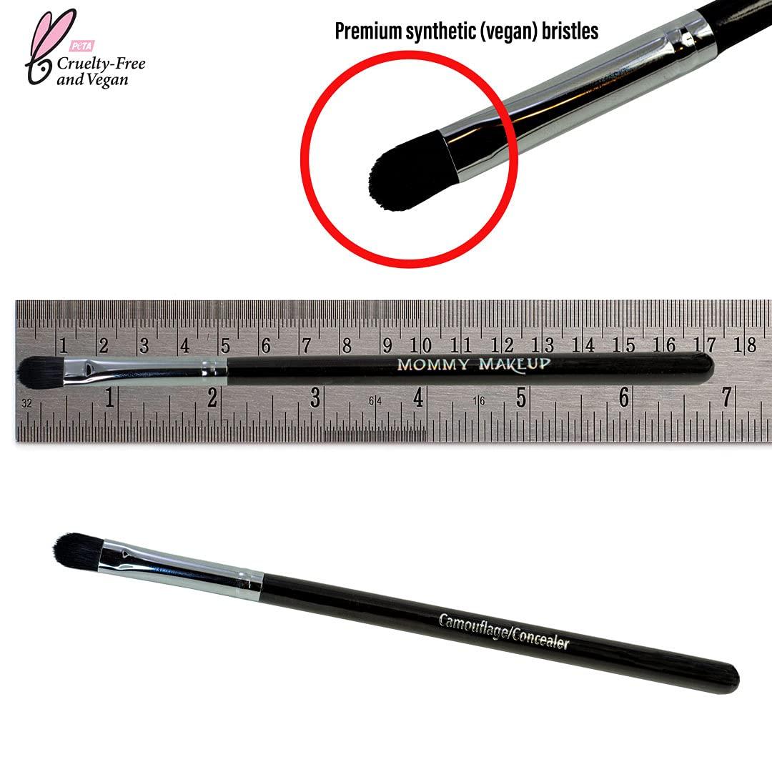 Mommy Makeup Camouflage Flat Concealer Brush (1 Pc) - Premium Synthetic Vegan Bristles, Round & Soft for Concealing Under Eye, Eyelid & Face Imperfections, Cruelty-Free by Mommy Makeup