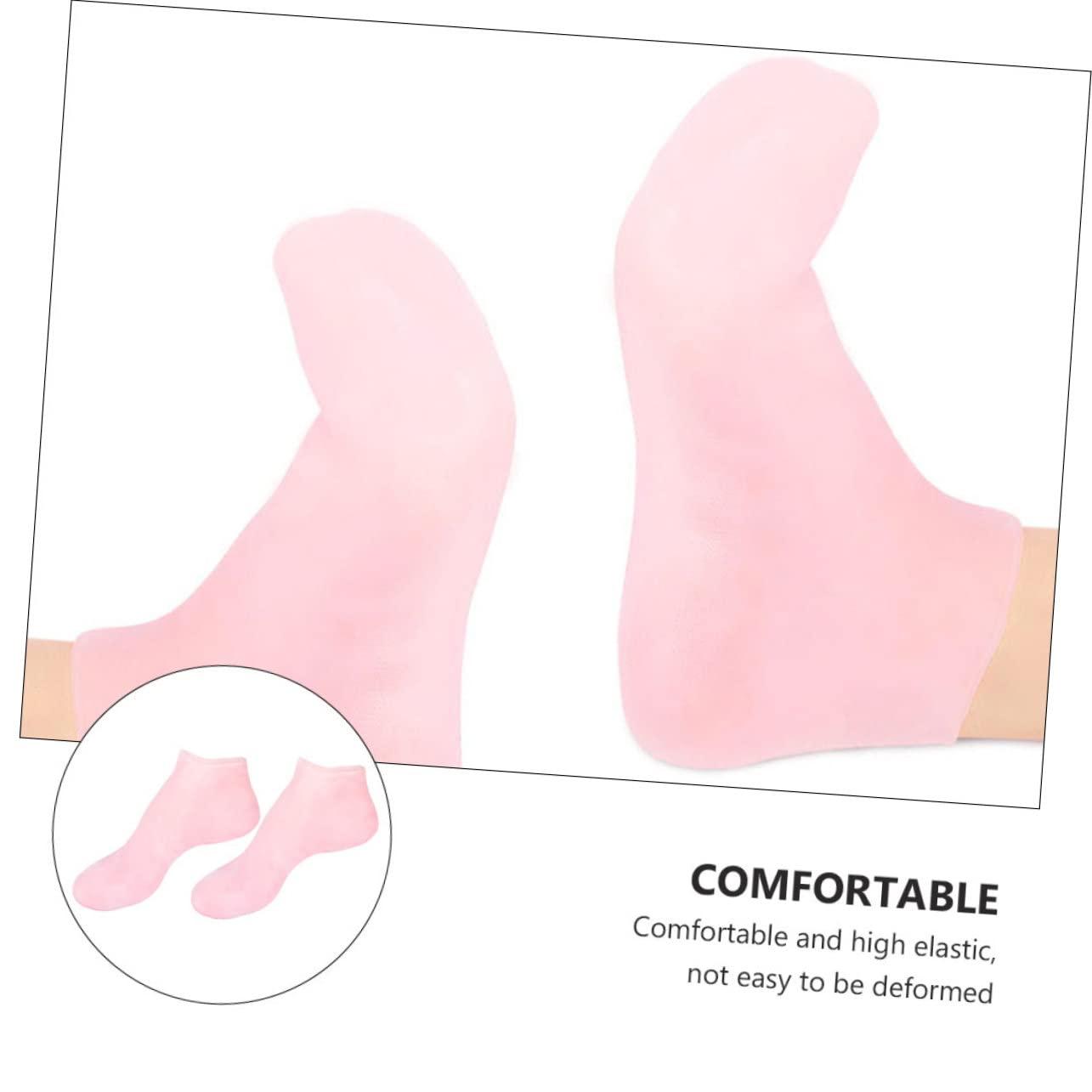 WOONEKY WOONEKY 1 Set Hydrating Sock Gloves Foot Care Socks Moisturizing Soften Socks Exfoliating Gloves Sock Spa Socks Gloves Cracked Foot Socks Full Finger Waterproof Gloves Gel Pink Sebs
