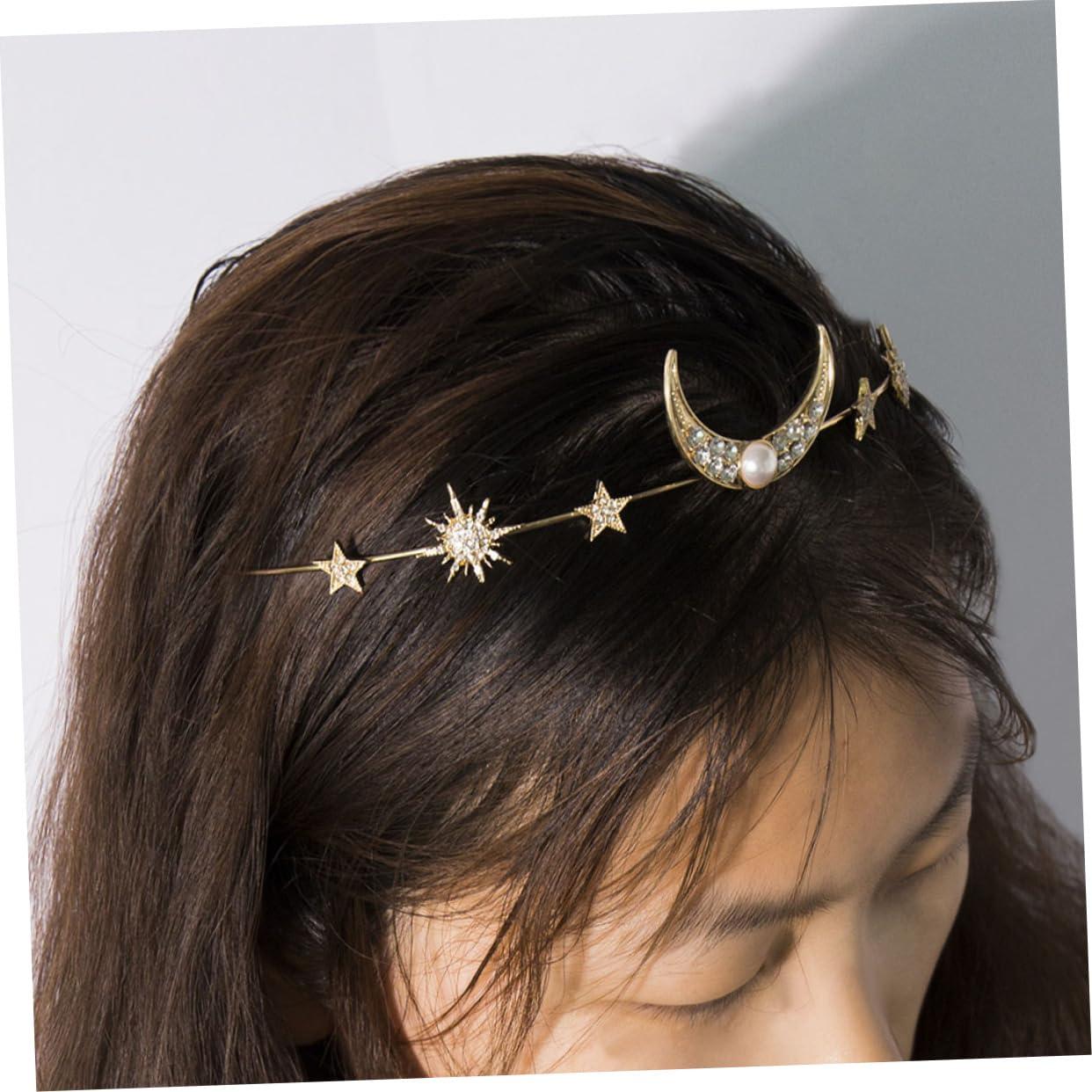 Beatifufu Beatifufu 1pc Bridal Headdress Stars Moon Crown Rhinestone Tiara for Wedding Bridesmaid Hair Accessory