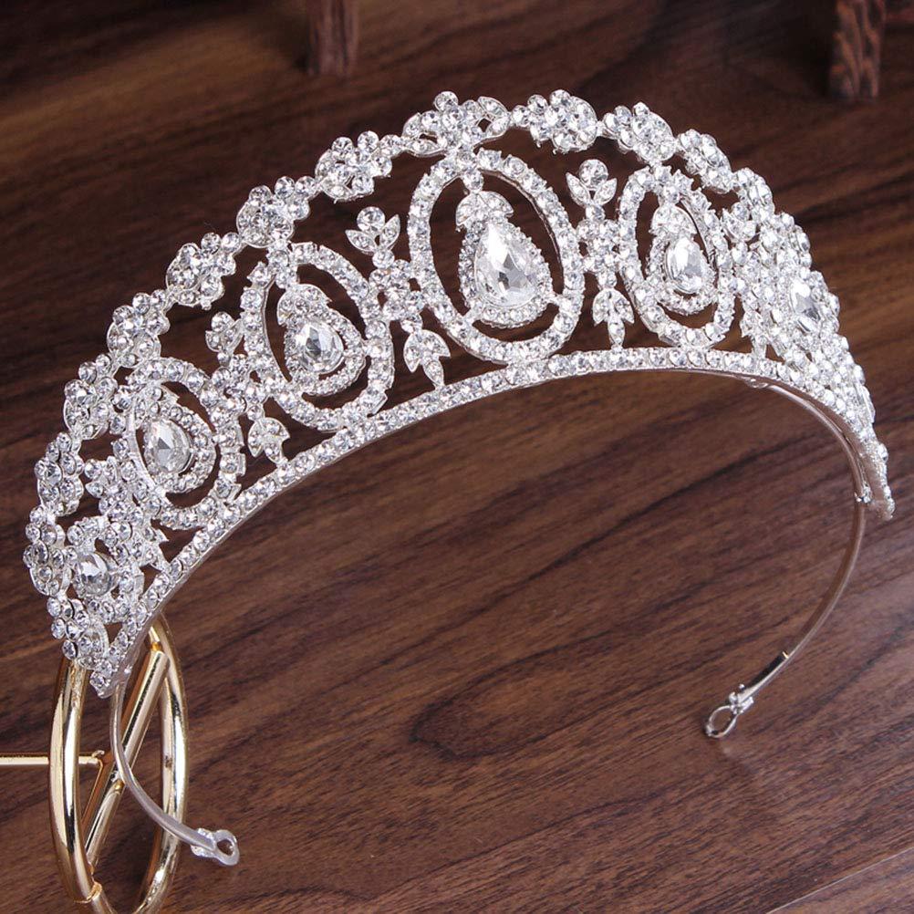 Beaupretty 1PC Baroque Bridal Crown Rhinestone Crystal Crown Tiara Birthday Crown Pageant Hair Accessories Wedding Hair Accessories for Women (Silver Rhinestone)