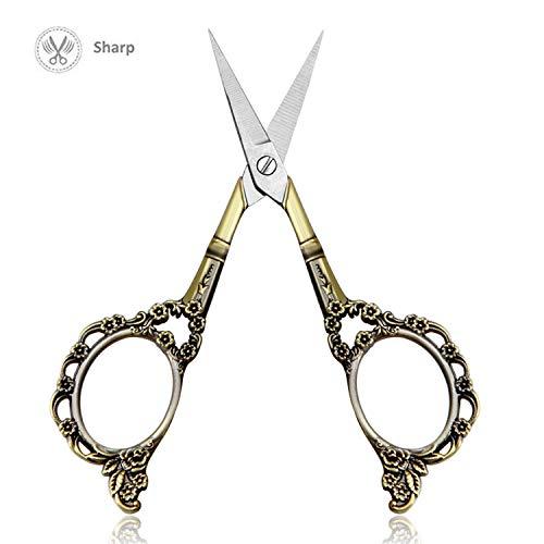 EBANKU Professional Manicure Scissors, EBANKU Vintage Stainless Steel Cuticle Precision Beauty Grooming for Nail, Facial Hair, Eyebrow, Eyelash, Nose Hair (Bronze)