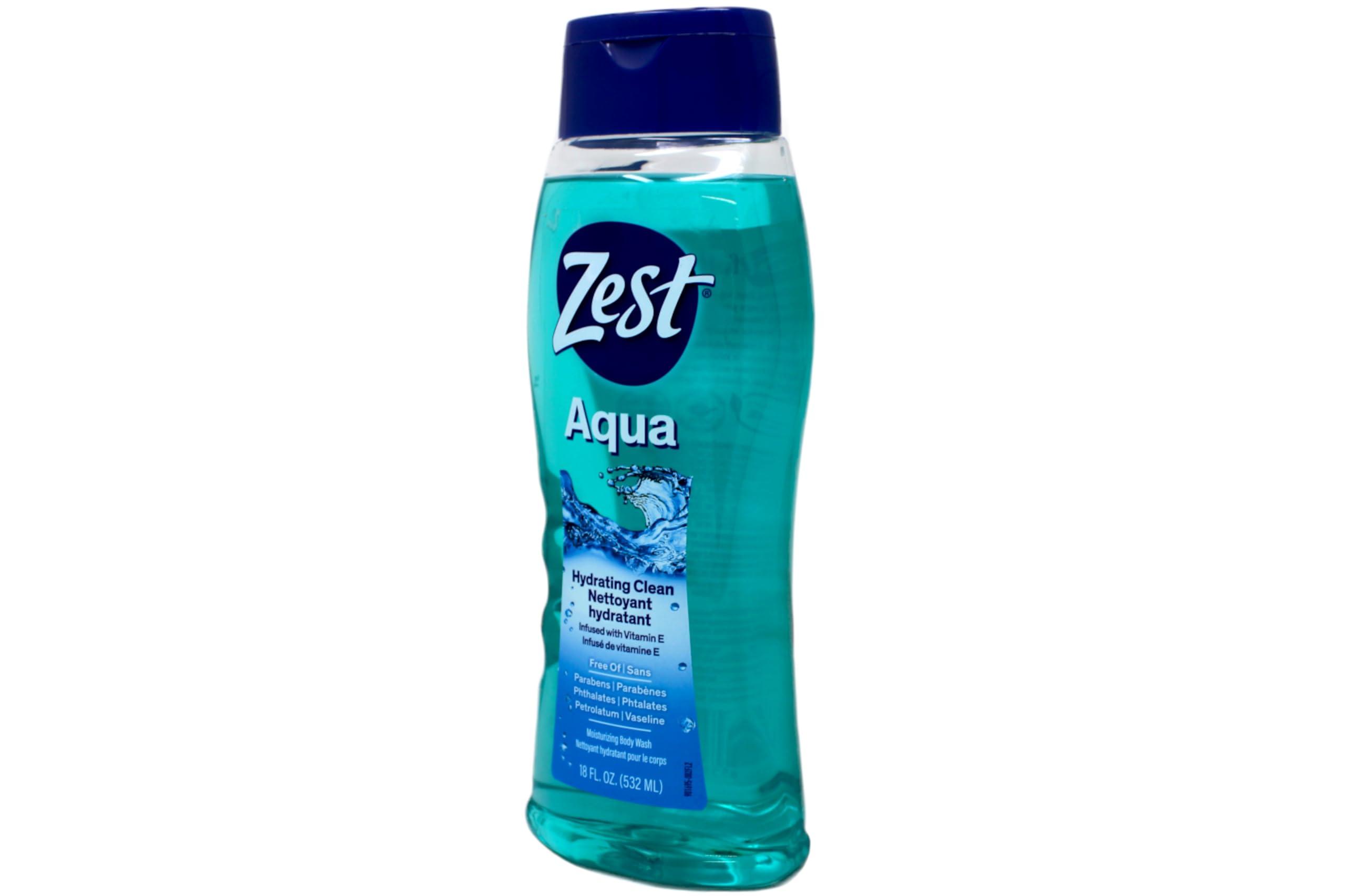 Zest Zest Body Wash Aqua with Vitamin-E Hydrating 18 Ounce (Pack of 3)
