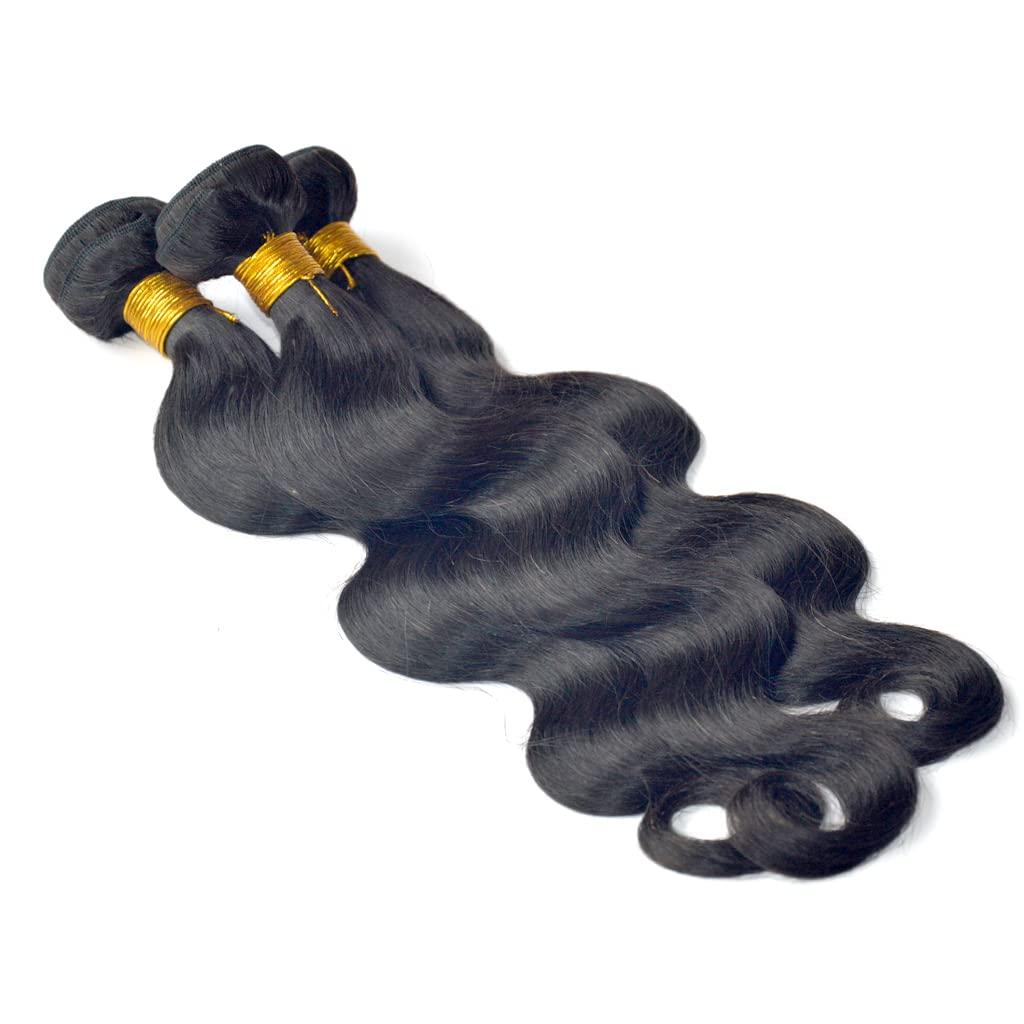 GREEMEO GREEMEO Brazilian Wavy Hair 3 Bundles Black Remy Human Hair Extensions Machine Weft Brazilian Virgin Hair Body Wave 3 Pack 300 Grams (22 24 24 Inches)