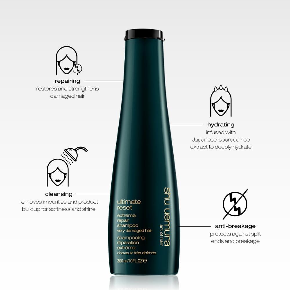 Shu Uemura Art Of Hair Shu Uemura Ultimate Reset Extreme Repair Shampoo & Conditioner Set for Fine-to-Medium Hair | With Japanese Rice Extract | For Dry and Very Damaged Hair | Deeply Conditions and Nourishes