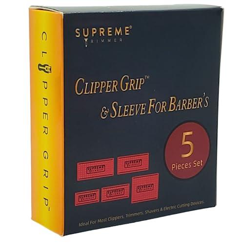 Supreme Trimmer Supreme Trimmer Clipper Grip Professional Barber Grippers (5 Piece) Non Slip Clipper Bands SGR55 Barber Sleeve for Hair Clipper - Red Hair Trimmer Grip