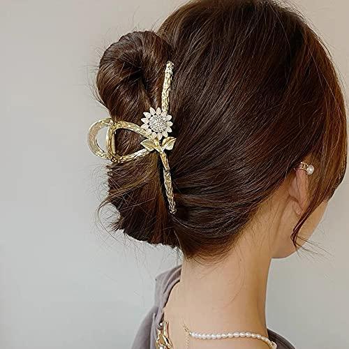 BELSITA Sunflower Hair Clips Metal Hair Claw Clip 1PCS Big Nonslip Gold Hair Clamps Flower Hair Accessories Summer Fall Fashion Hair Catch Clip for Thinner Thick Long Curly Hair Clamps Hair Styling Supplies
