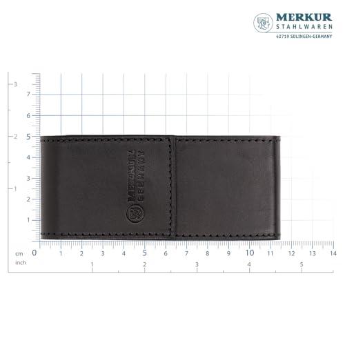 MERKUR MERKUR 5005 Travel Shaving Set featuring MERKUR 23C Three-piece Safety Razor with Long Handle & Bright Chrome Finish, 10 Double Edge Blades & Black Leather Case | Made In Germany