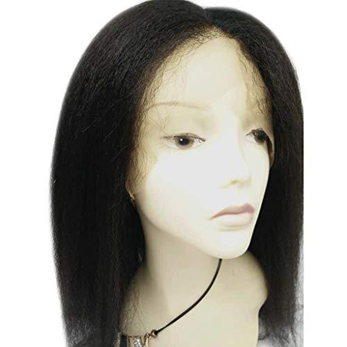 Modernfairy Hair Kinky Straight Glueless Full Lace Human Hair Wigs With Baby Hair 150% Density Natural Black Brazilian Virgin Remy Hair Pre Plucked Full Lace Wigs For Black Women 16inch