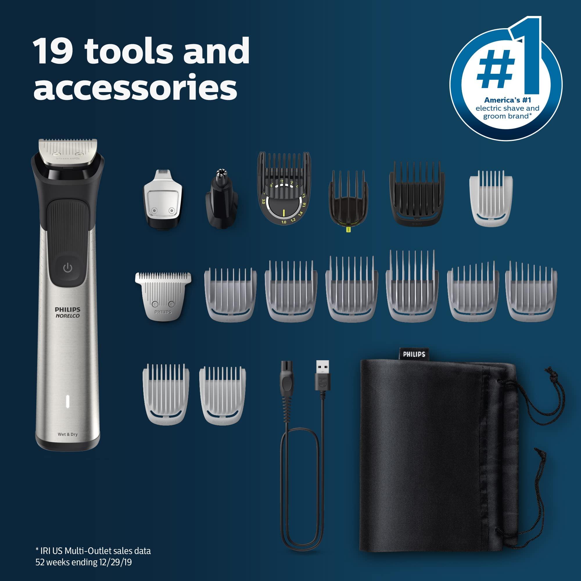 Philips Norelco Philips Norelco Multigroom 7000 Series, All-in-One Trimmer, Beard Trimmer and Hair Clipper, 19-Piece Men\'s Grooming Kit for Beard, Head, Hair, Body, and Face, Soft Pouch, MG7910/49