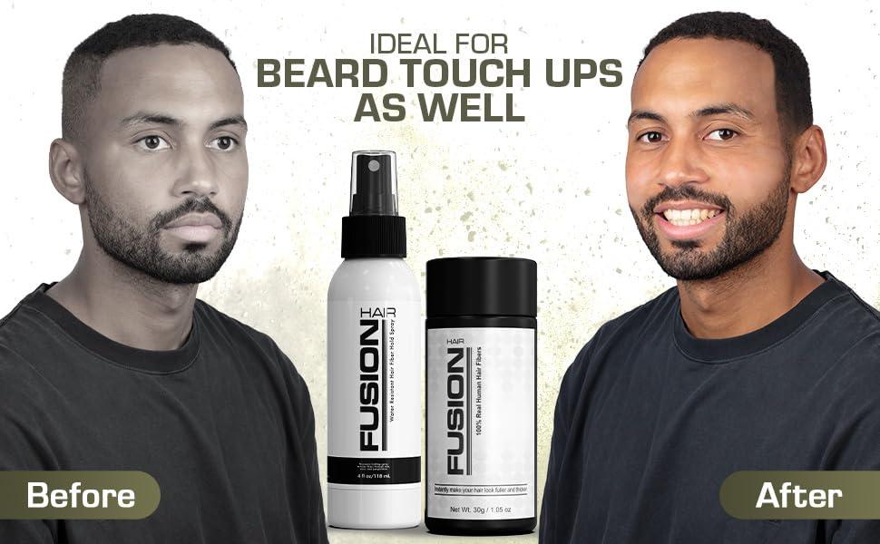 Hair Fusion Hair Fibers for Thinning Hair - (1.05 Oz) Real Human Hair Building Fibers to Conceal Bald Spots and Thinning Hair, Root Touch Up and Volumizer, Black