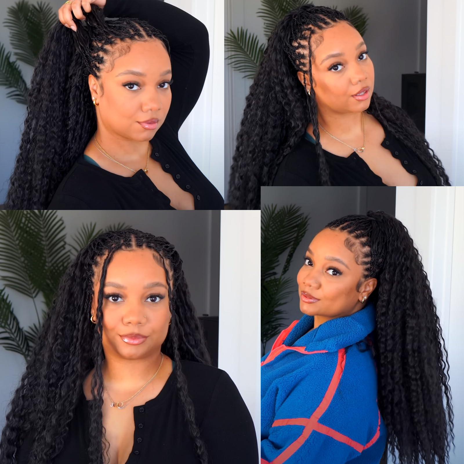 ZRQ ZRQ Pre looped Micro Brazilian Braids Curly Crochet Hair 30 inch Water Wave Crochet Hair Afro Kinky Curly Crochet Hair Extensions Deep Wave Synthetic Crochet Hair For Women