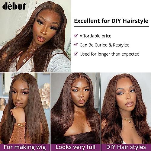 DBUT DBUT Long Straight Hair 6 Bundles High Temperature Fiber 300g for Full Head Synthetic Hair Weave Medium Brown 26 28 30 Inches