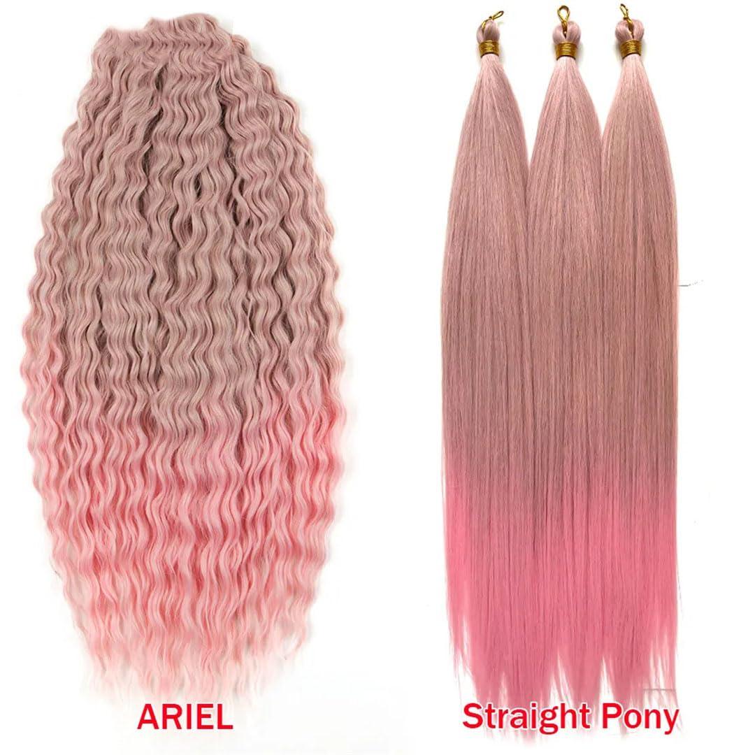 Generic 28 Inch Straight Hair Bundles Crochet Braids Hair Synthetic Braiding Hair Ombre Brown Soft Crochet Hair Extensions