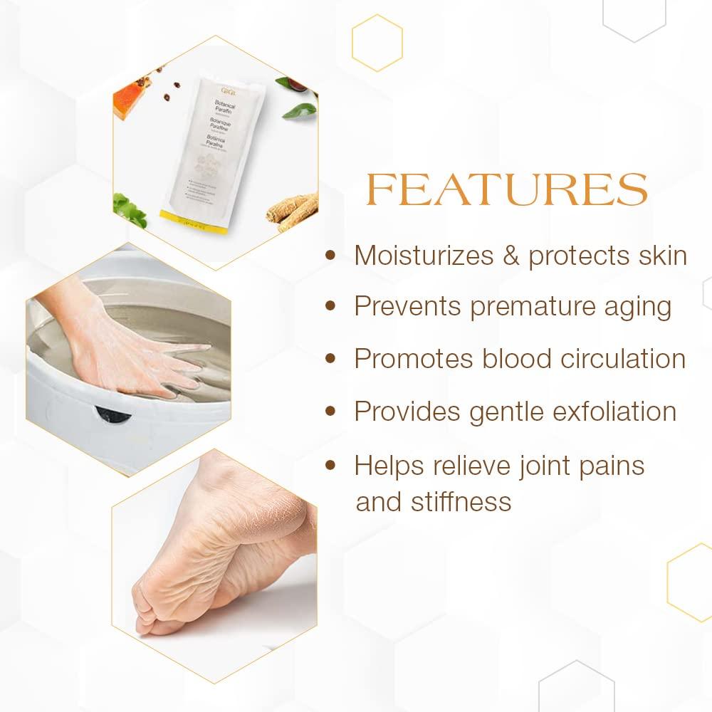 GiGi GiGi Botanical Paraffin Wax Refill with Jojoba Oil Block for Hands & Feet, Moisturizing Spa-Grade for Paraffin Bath & Therapy Machine, 16 oz