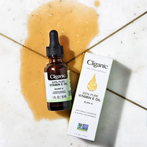 Cliganic Cliganic 100% Pure Vitamin E Oil for Skin, Hair & Face - 60,000 IU, Non-GMO Verified | Natural D-Alpha Tocopherol