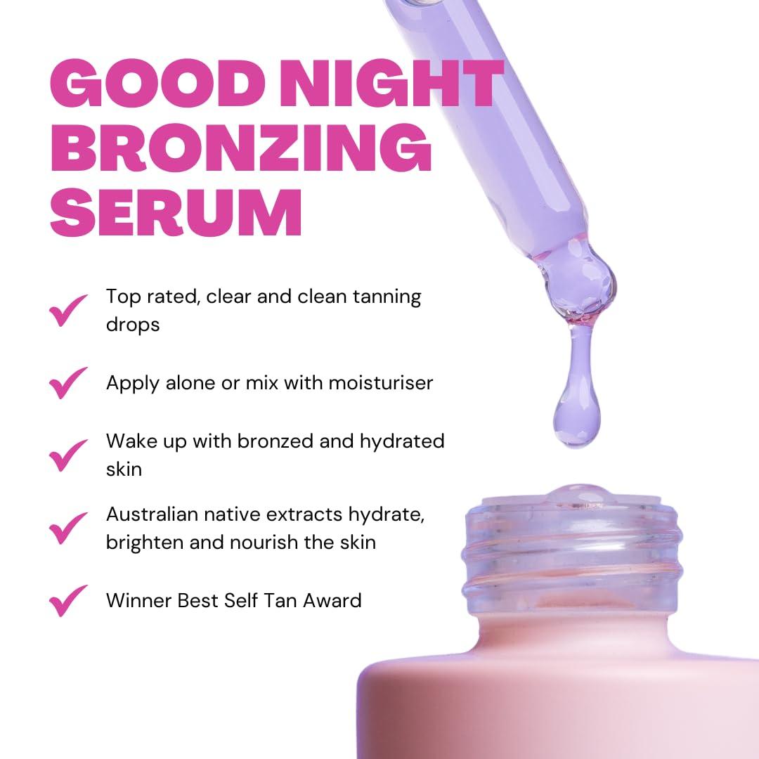 Luna Bronze Luna Bronze Good Night Face Tanning Drops | Overnight Face Bronzing Serum for a Luminous, Natural Looking Glow | Hydrating Formula with Vitamin C | Infused with Australian Botanics (30ml/1.01 fl. oz)