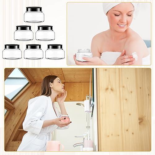 Merkaunis 30 Pack Clear Body Scrub Jars 8oz Clear Plastic Jars with Lids Sugar Scrub Containers Empty Refillable Containers Round Low Profile Samples Jars for Makeup, Body Butter, Creams, Travel Storage
