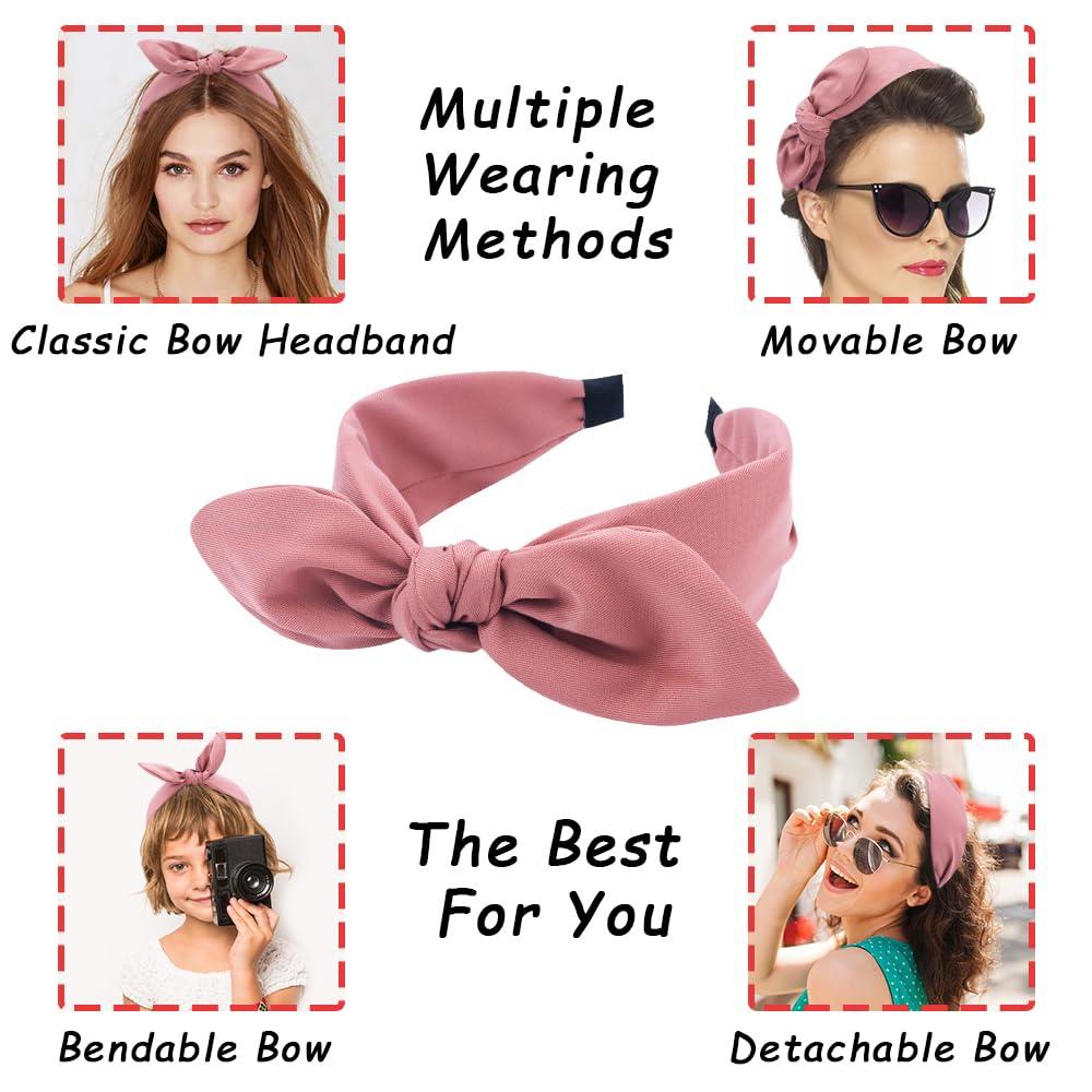TOBATOBA TOBATOBA Bow Headbands for Women 6Pcs Knotted Headband with Bow Cute Stylish Top Knot Headband Black Bow Headband Women Wide Hairband Hair Accessories for Women Girls
