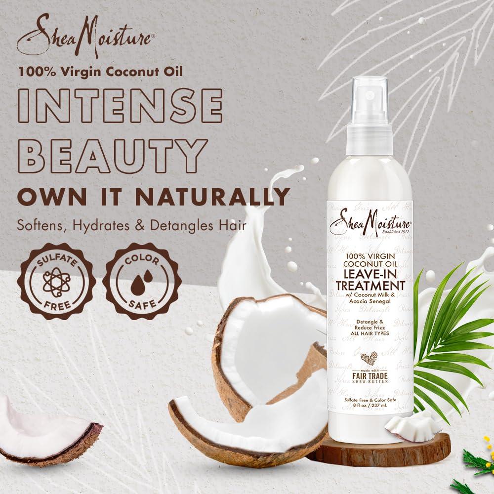 SheaMoisture SheaMoisture Virgin Coconut Oil Leave-In Treatment and Daily Hydrating Conditioner Bundle, 8 Ounce and 13 oz