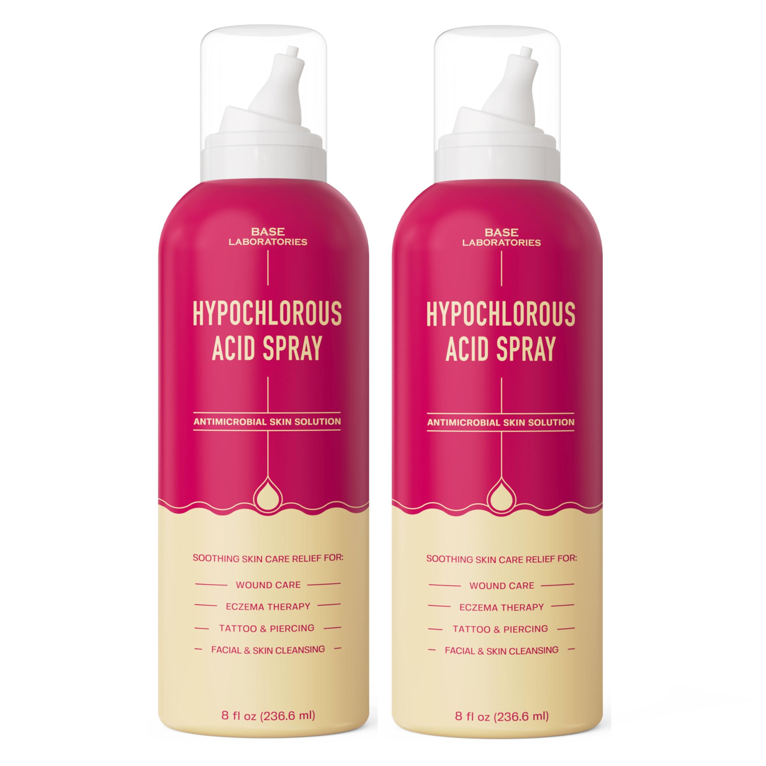 BASE LABORATORIES BASE LABORATORIES Hypochlorous Acid Spray for Face & Skin | 8oz | Magic Facial Spray Daily Skin Repair Solution for Sensitive Skin, Redness, Irritations, Eczema | Hypochlrous HOCL Molecule Spray | 2PK