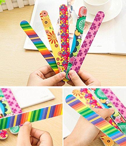 esowemsn 10 PCS Colorful Printing Style Professional Double Sided Nail Files Emery Board Grit Gel Cosmetic Manicure Pedicure