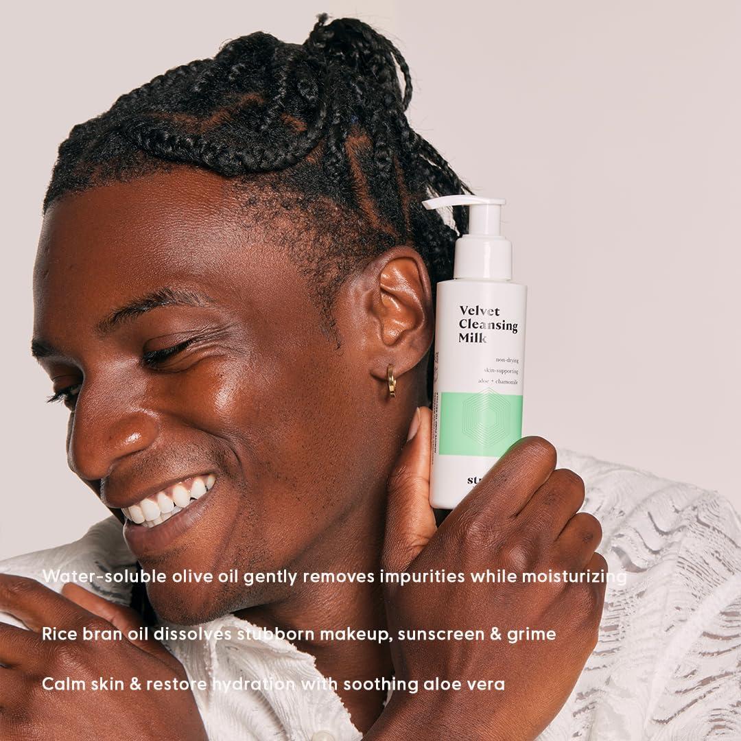 Stratia Stratia Velvet Cleansing Milk - Gentle Cream Face Cleanser, Moisturizing & Non-Foaming with Chamomile, Olive Oil & Aloe Vera, 8 Fl Oz