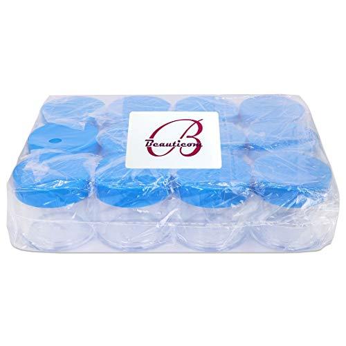BEAUTI Beauticom 648pcs 30G/30ML (1oz) Thick Wall Round Plastic Clear Container Jars BPA Free LEAK PROOF with Flat Top Lids (648 Pieces, BLUE)
