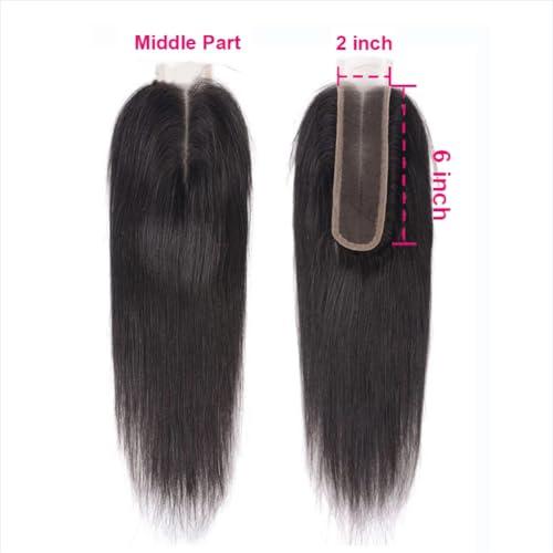 Jinhongze Straight Closure 2x6 Lace Closure Human Hair Middle Part Closure Straight HD Transparent Lace Closure 2x6 Human Hair Kim K Closure 18inch