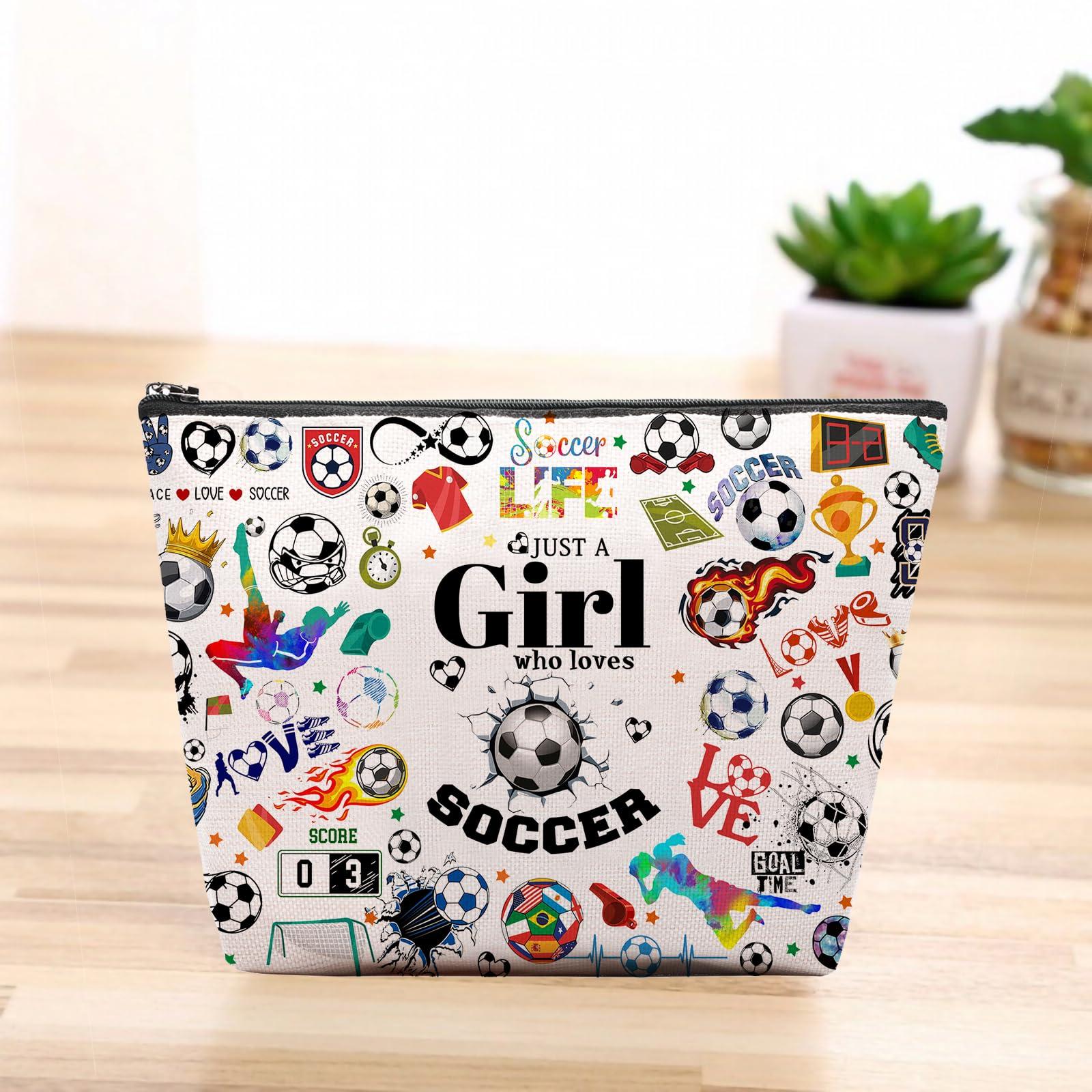 CEASQVAA CEASQVAA Soccer Gifts Makeup Cosmetic Bag for Women, Soccer Coach Gifts, Soccer Team Gifts for Soccer Lovers Players Fans Birthday Gifts for Her Women