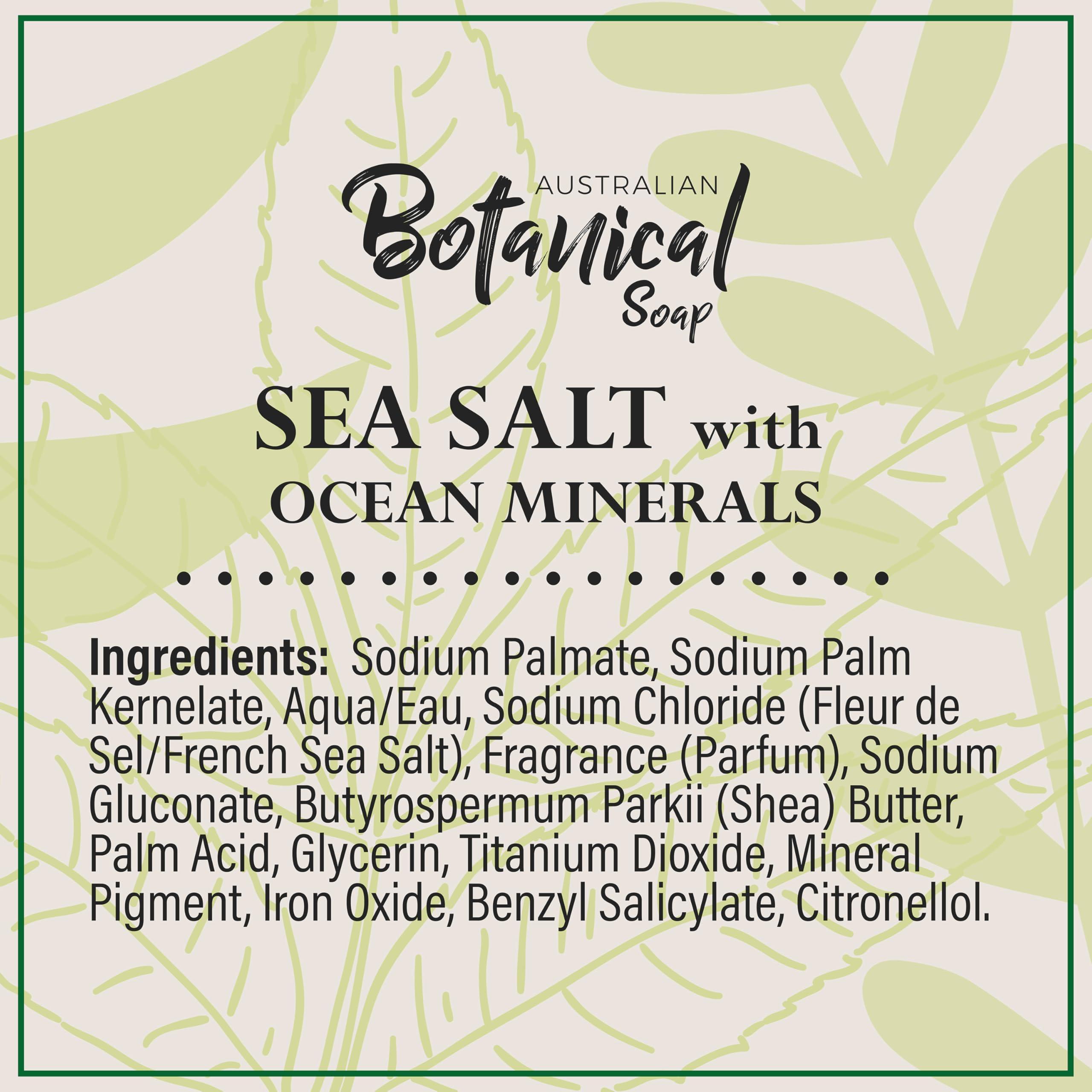 Australian Botanical Soap Australian Botanical Soap, Sea Salt with Ocean Minerals 6.6 oz (187g) Soap Bars | Natural Soap Base | All Skin Types | Women & Men | Shea Butter Enriched Bar Soap - Pack of 8