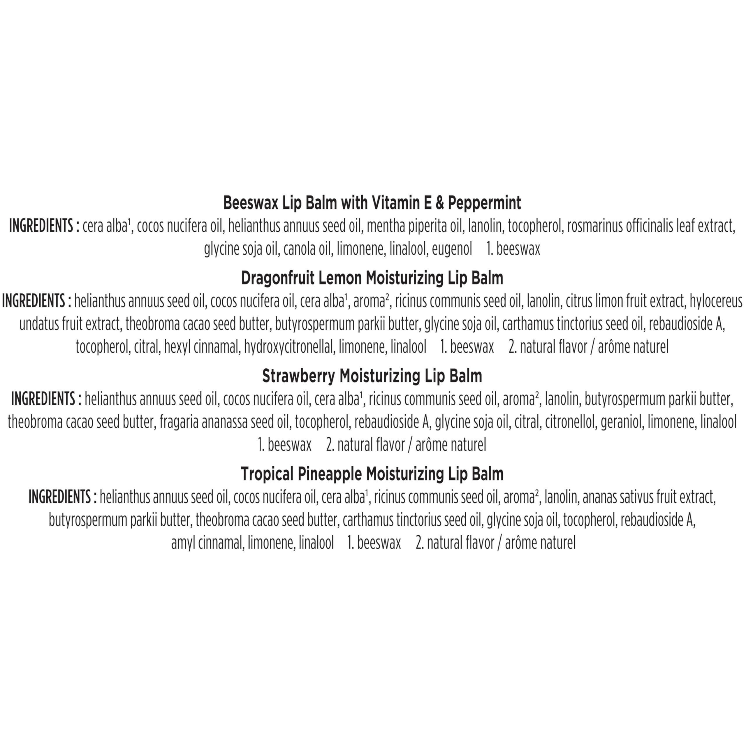 Burt's Bees Burt's Bees Gifts, 4 Lip Balm Products, In Full Bloom Set - Original Beeswax, Dragonfruit Lemon, Tropical Pineapple & Strawberry (4 Pack)