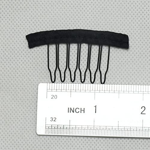 Jozlynn Jozlynn 12pcs Wig Combs for Making Wig,6 Teeth Wig Clips Stell Tooth For Hairpiece Caps DIY (12 pcs, Black)