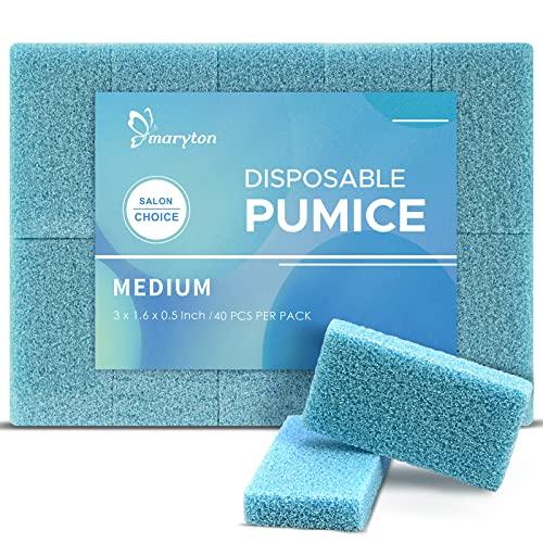 MARYTON Maryton Disposable Foot Scrubber Pumice Pads, Pedicure Pumice Stone Dead Skin Callus Remover for Feet, 40Pcs (Blue Medium Coarse)